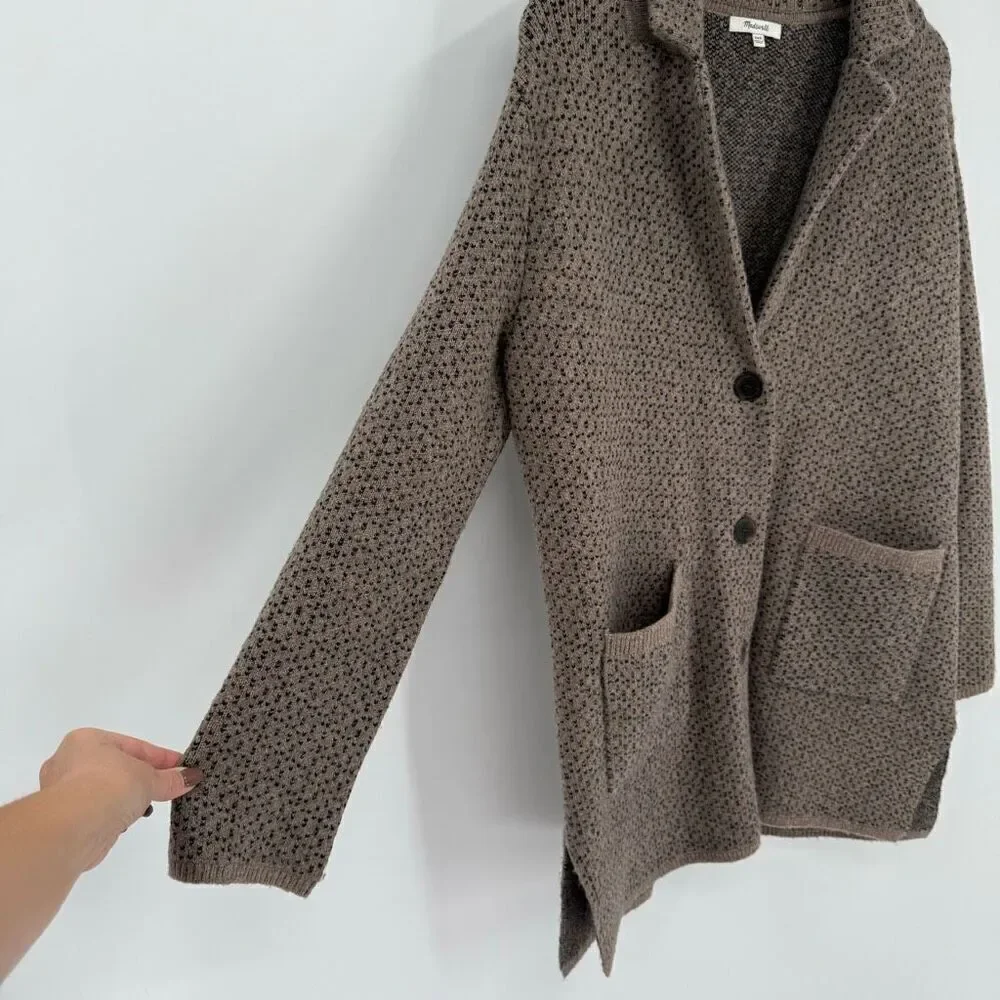 Madewell Bird's‎ Eye Sweater Coat Coziest Yarn Heather Cedar Tan XXS Oversized